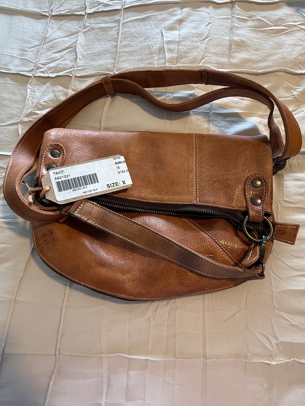 BedcStu Tahiti Leather Crossbody Bag - Tan rustic NWT